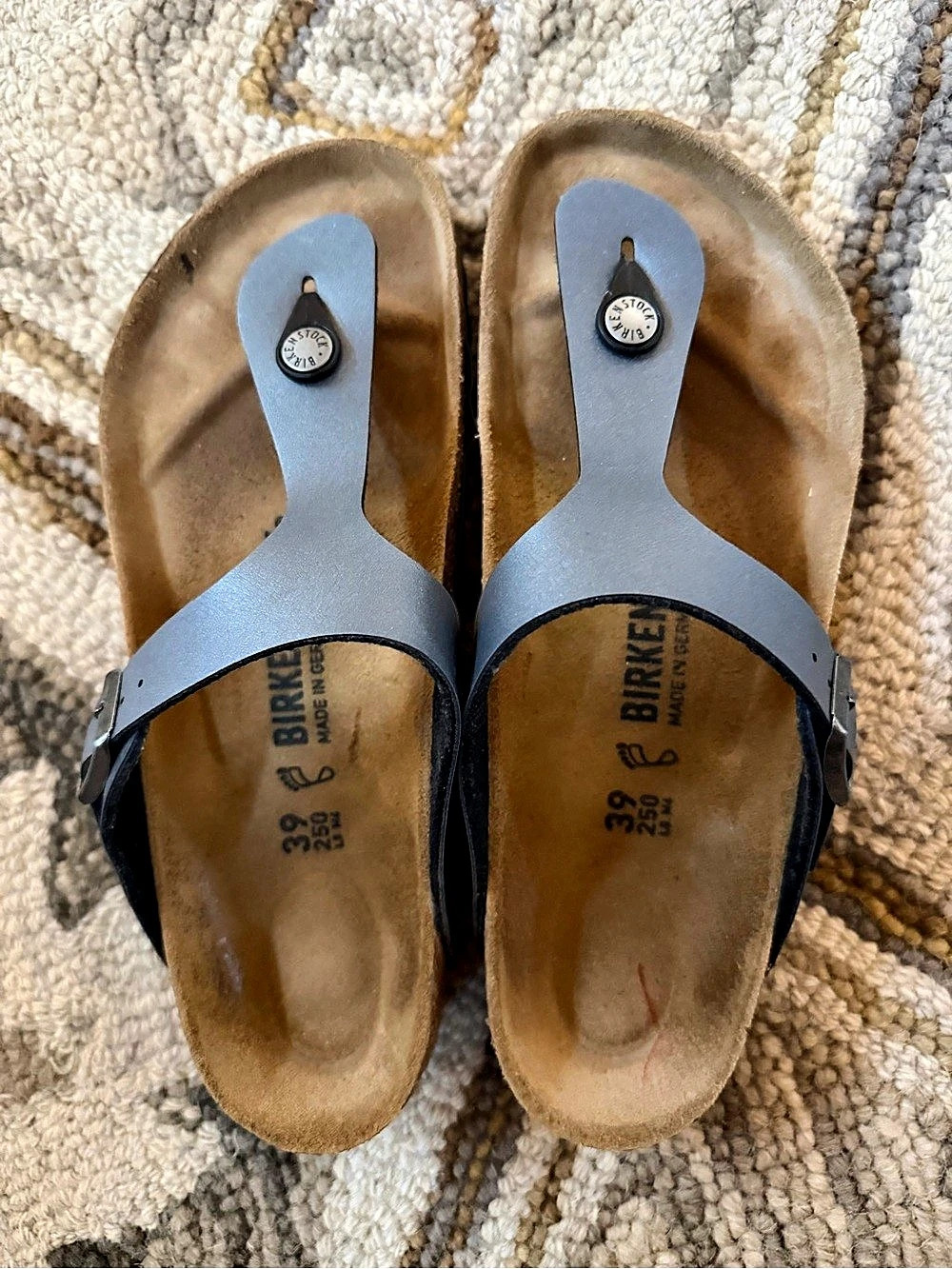 Birkenstock Gizeh Birko-Flor Sandals Blue & Brown EU 39